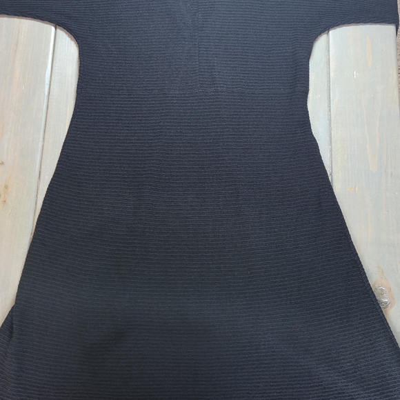 Eileen Fisher Black Wool Tunic Dress M Textured Knit V Neck Oversized Minimalist - Picture 10 of 10